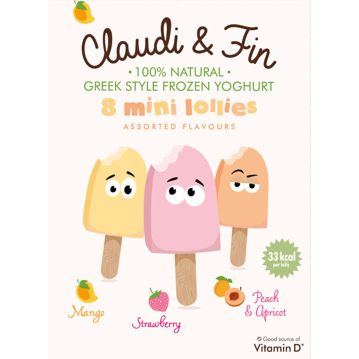 Claudi & Fin Mini Lollies Mango Strawberry Peach & Apricot 9 Stuks (8 × 26g)