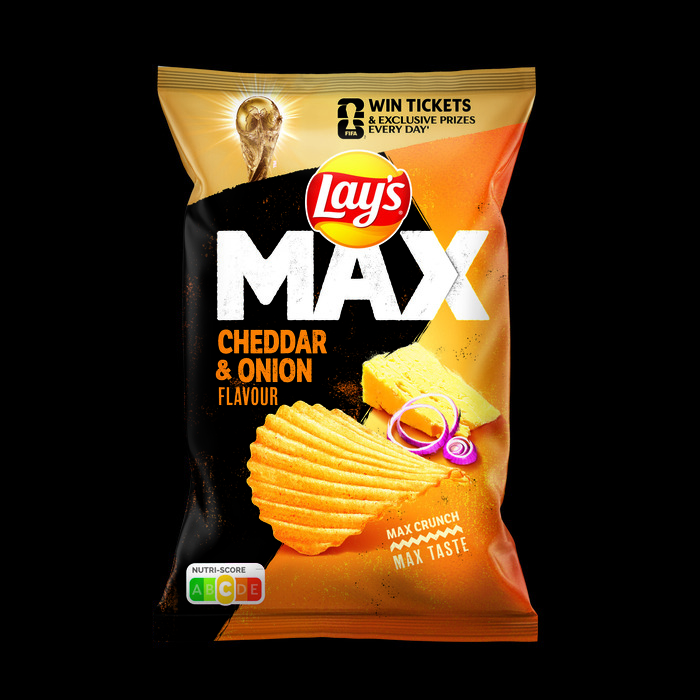 Lay's Max Ribbel Chips Cheddar & Ui 185 gr (185g)