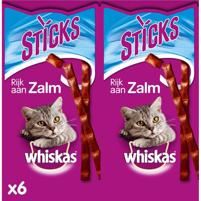 Whiskas Rijk aan Zalm 6 Sticks 36 g (36g)