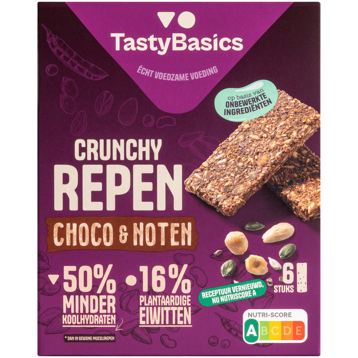 Tasty Basics Repen choco en noten (Zak, 6 × 3.83g)