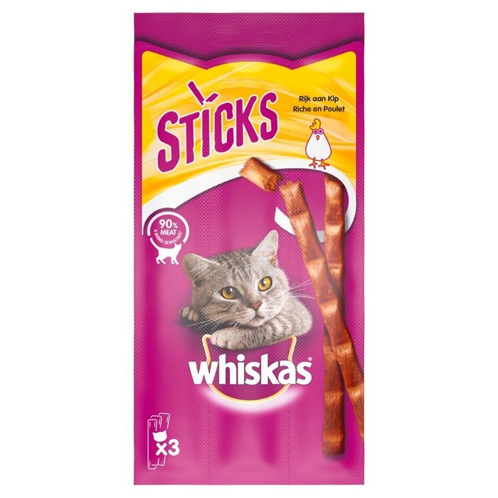 Whiskas Kattensnacks kip 3 sticks (Set, 18g)