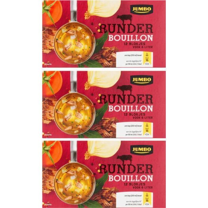 Jumbo Runderbouillon 3 x 12 Stuks