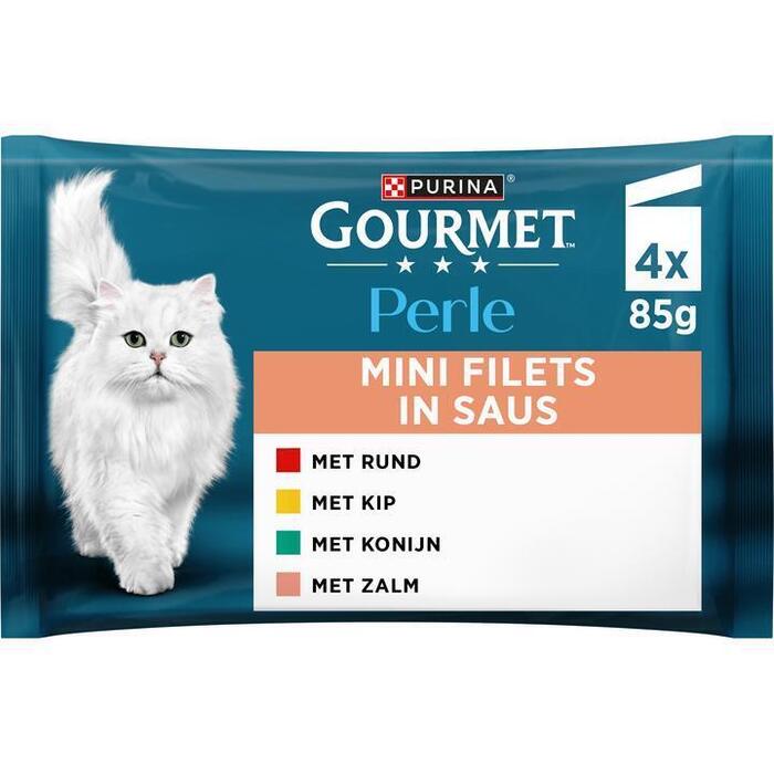 Perl pouch multi konijn-kip-rund-zalm (Stuk, 4 × 85g)