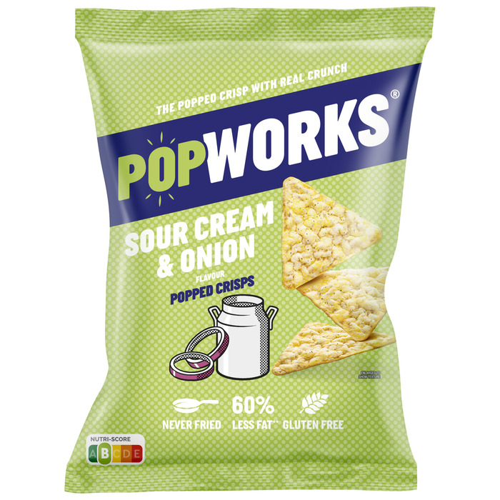 Popworks Protein Popped Crisps Cheese & Onion Sojaproteine Chips 85 gr (85g)