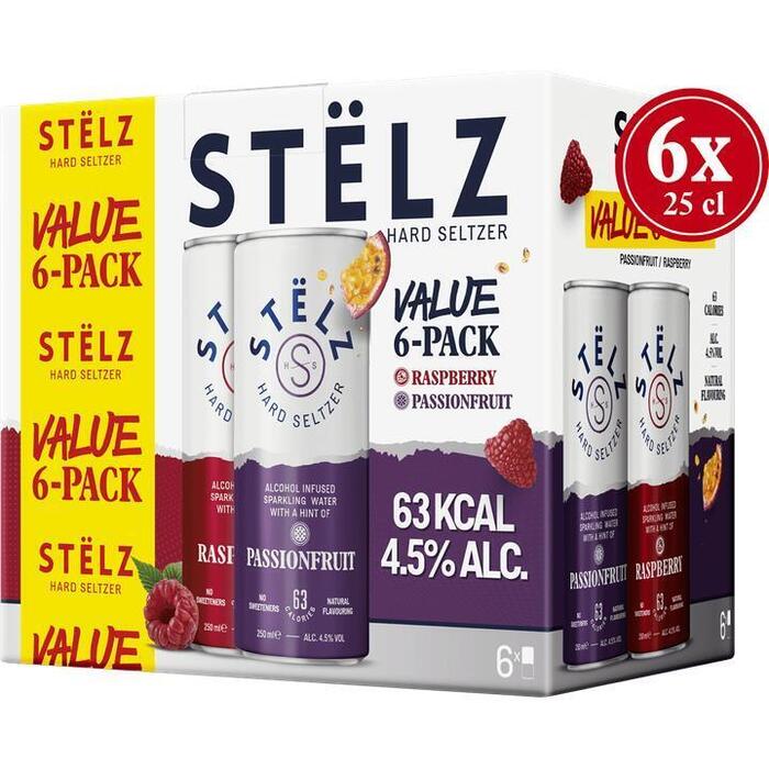 STËLZ - Raspberry & Passionfruit - Voordeelpack - 6 x 250ML (4 × 250ml)