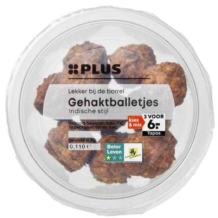PLUS Indische gehaktballetjes BLK (Bakje, 110g)