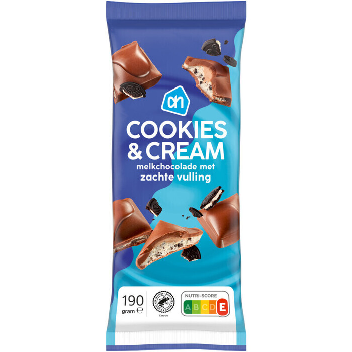 AH Reep melkchocolade cookes & cream (190g)