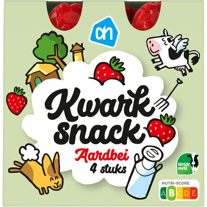 Kwarksnack Aardbei (knijpzak, 4 × 90g)