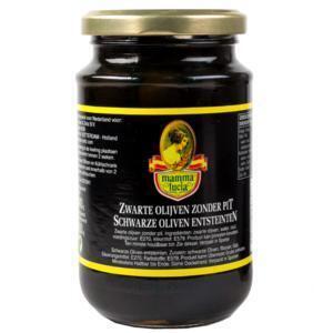 Mamma Lucia Zwarte Olijven Zonder Pit 340 g (350g)