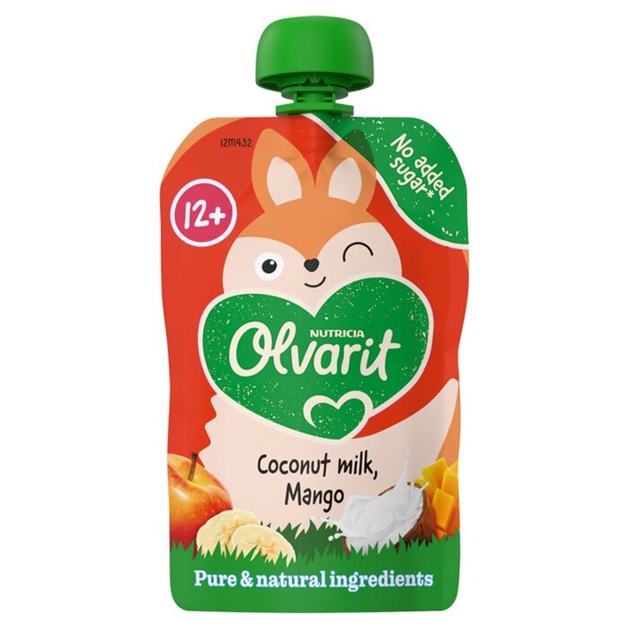 Olvarit Knijpfruit Kokosmelk Mango 12+ Maanden 100 g (Zak, 100g)