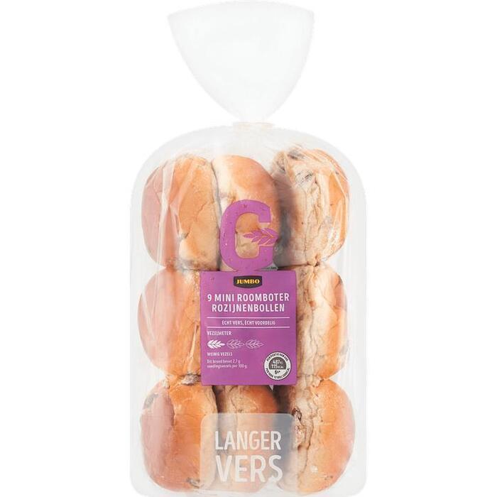 Jumbo Mini Roomboter Rozijnenbollen Gevuld 9 Stuks