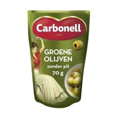 Carbonell Groene olijven zonder pit (Zak, 180g)