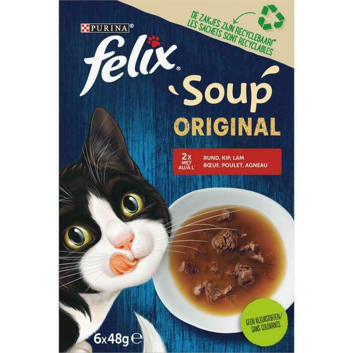 Felix Soup Farm Selectie Kattensoep 6 x 48 g (Doos, 288g)