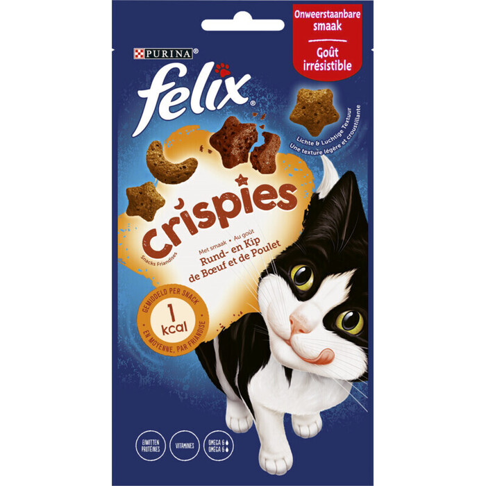 PURINA® FELIX Crispies Snacks met Rund- & Kipsmaak 45 g (Zak, 45g)