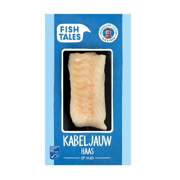 Fish Tales Kabeljauwhaas op huid (140g)