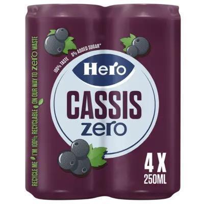 Hero Cassis Zero blikje 250 ml (4 × 250ml)