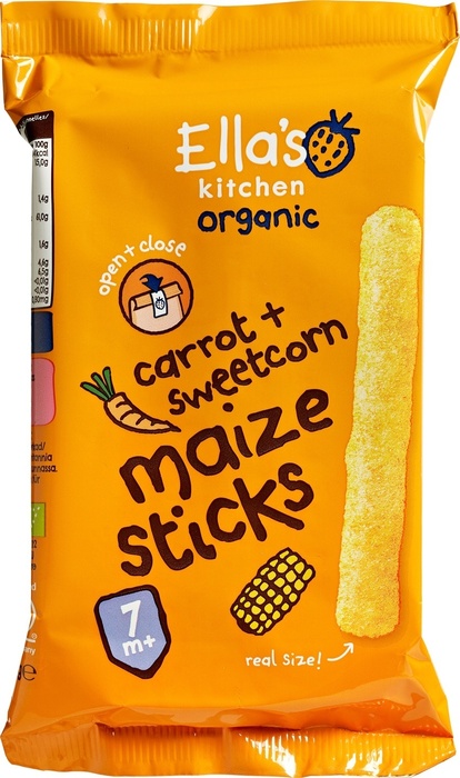 Ella's Kitchen Organic Carrot + Sweetcorn Maize Sticks 7+ Maanden 16 g (Pak, 16g)