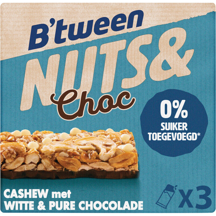 Hero B'tween nuts&choc cashew met chocolade (96g)