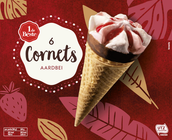 Cornets aardbei 6 stuks (6 × 69g)