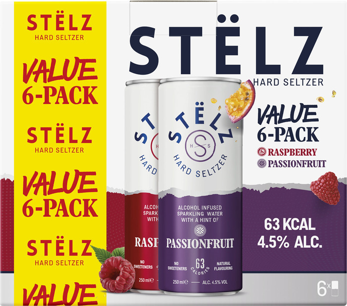 STËLZ - Raspberry & Passionfruit - Voordeelpack - 6 x 250ML (4 × 250ml)