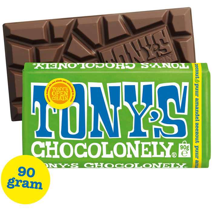 Tony's Chocolonely Reep puur amandel zeezout (90g)