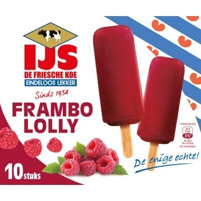 De Friesche Koe Frambo Lolly IJs 10 x 65 ml (10 × 65g)