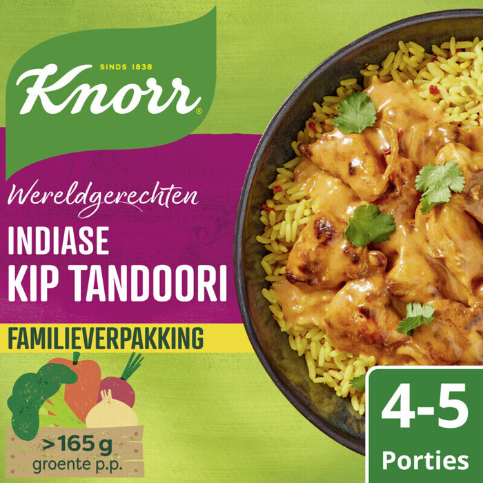Knorr Wereldgerechten Maaltijdpakket Indiase Kip Tandoori XXL 4-5 Personen (Doos, 478g)