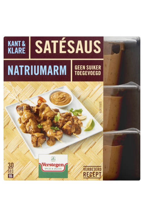 Satésaus kant-en-klaar natriumarm zonder suiker (3 × 80ml)