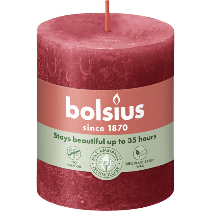 Bolsius Shine rustiek 8 cm delicate red