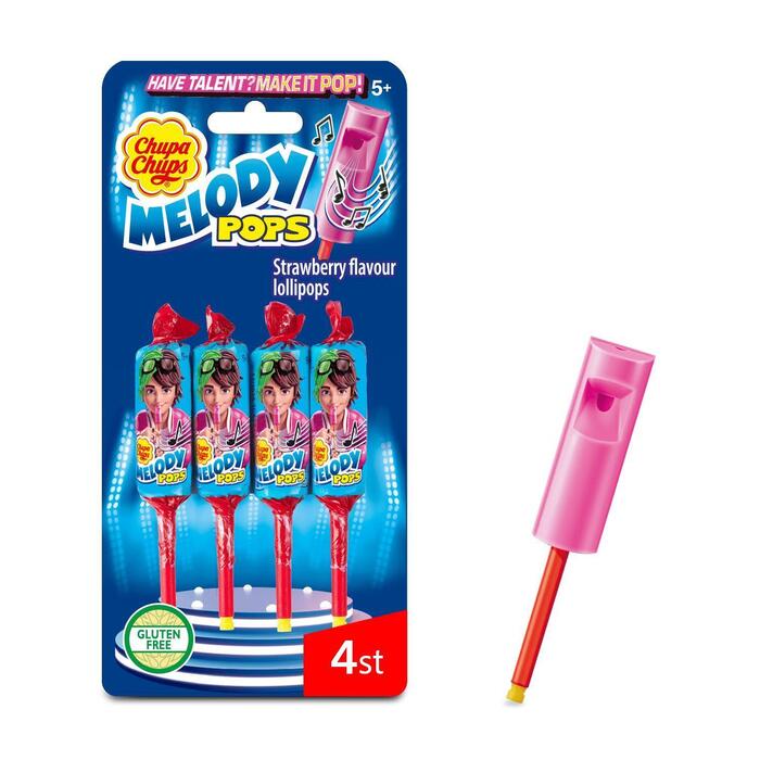 Chupa Chups Melody Pops Strawberry Flavour Lollipops 4 x 15 g (Pak, 60g)