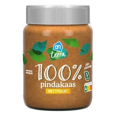 AH Terra 100% pindakaas met stukjes pinda (350g)