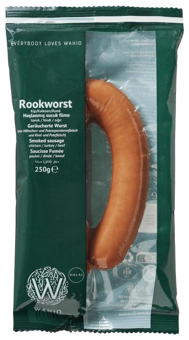 Wahid Rookworst Kip/Kalkoen/Rund 250 g (Zak, 250g)