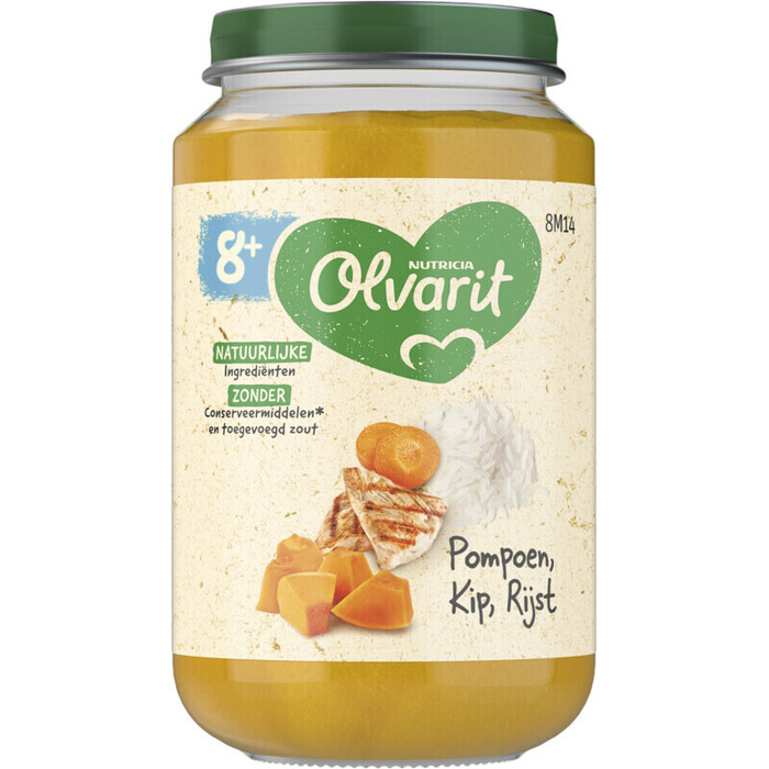 Olvarit Pompoen kip rijst 8 maanden (Pot, 200g)
