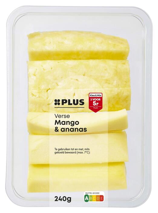 PLUS Verse ananas/mango sticks (Bakje, 240g)