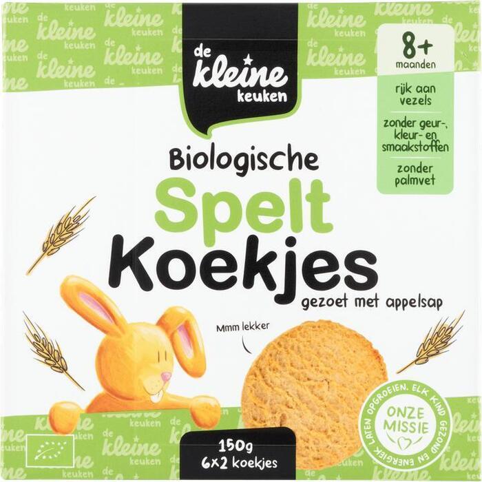 De Kleine Keuken Biologische Spelt Koekjes 8+ Maanden 6 x 2 Stuks 150g (150g)