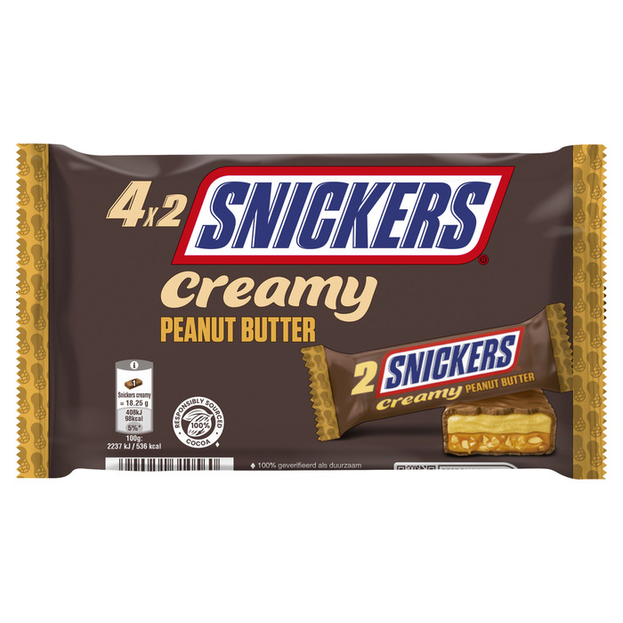 Snickers Creamy pindakaas (4 × 36.5g)