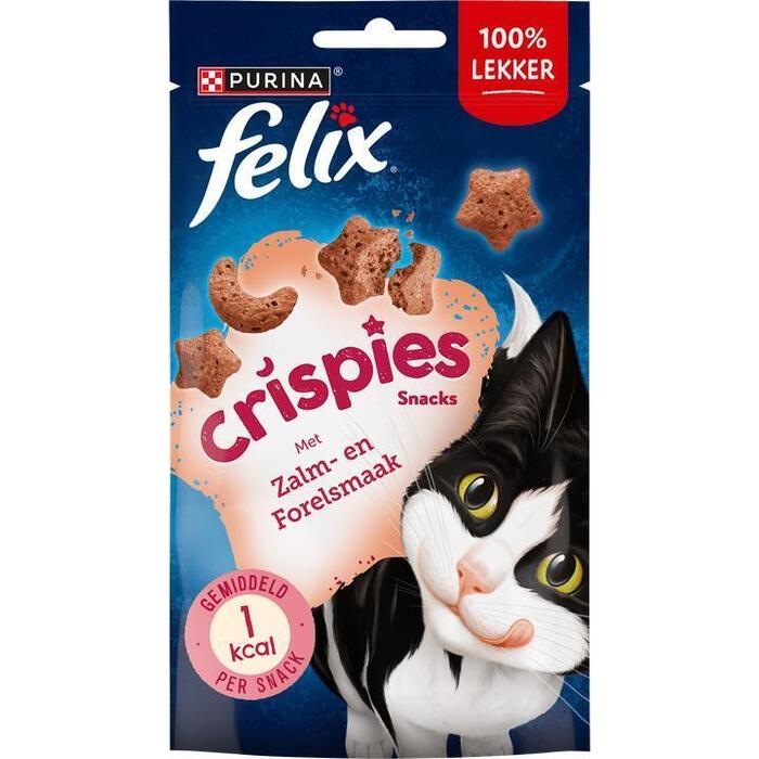 PURINA® FELIX Crispies Snacks met Zalm- & Forelsmaak 45 g (Zak, 45g)