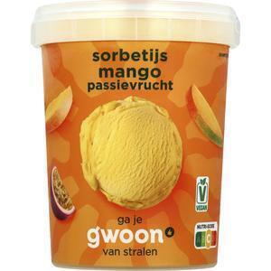 G'woon sorbetijs mango passie. (0.5L)