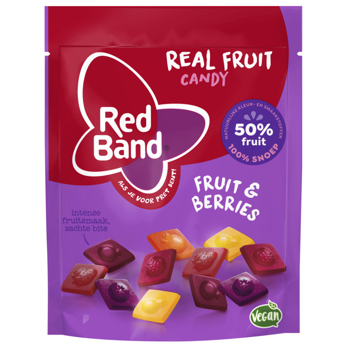 Red Band Real Fruit Candy Fruit en Berries 190 g (Zak, 190g)