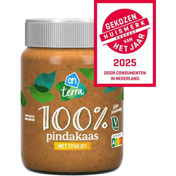 AH Terra 100% pindakaas met stukjes pinda (350g)