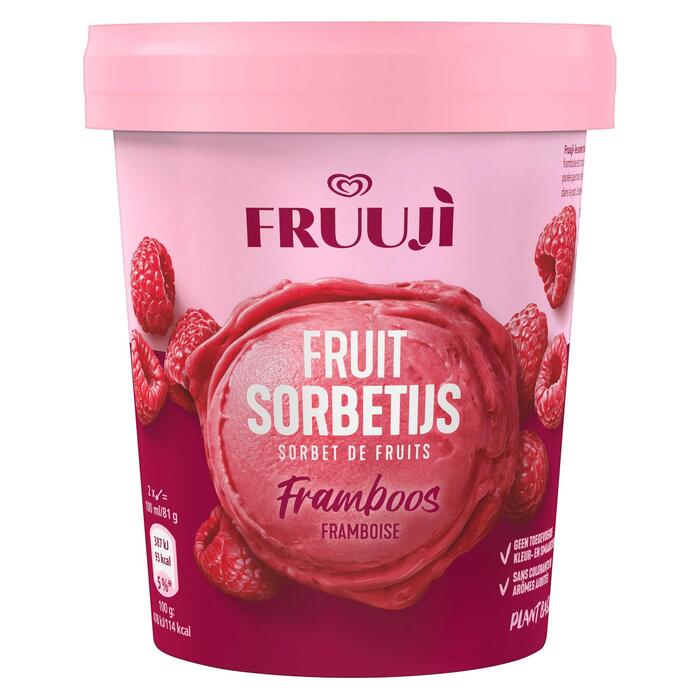 Ola Fruuji fruit sorbetijs framboos (Kuipje, 44cl)