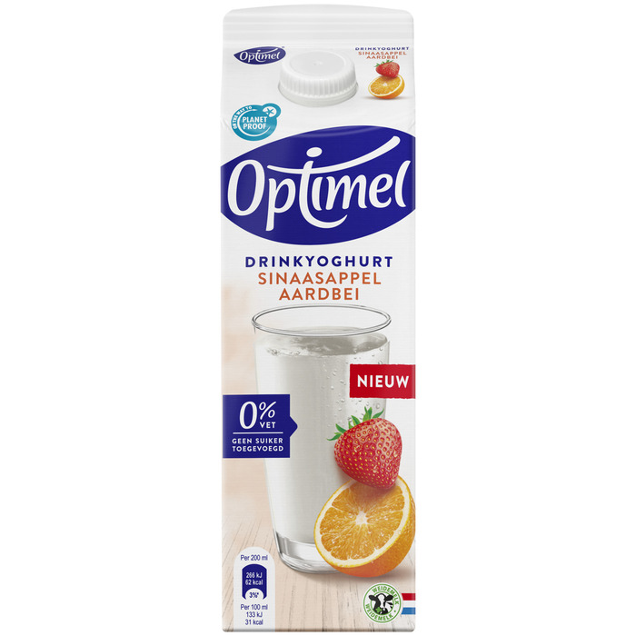 Optimel Drinkyoghurt sinaasappel aardbei 0% vet 1 x 1L (1L)