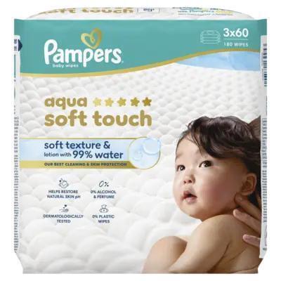Pampers Aqua soft touch wipes 3-pack