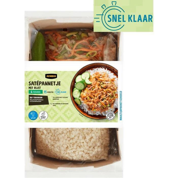 Jumbo Gesneden Maaltijdpakket Satépannetje met Rijst 4 Personen (1.37kg)