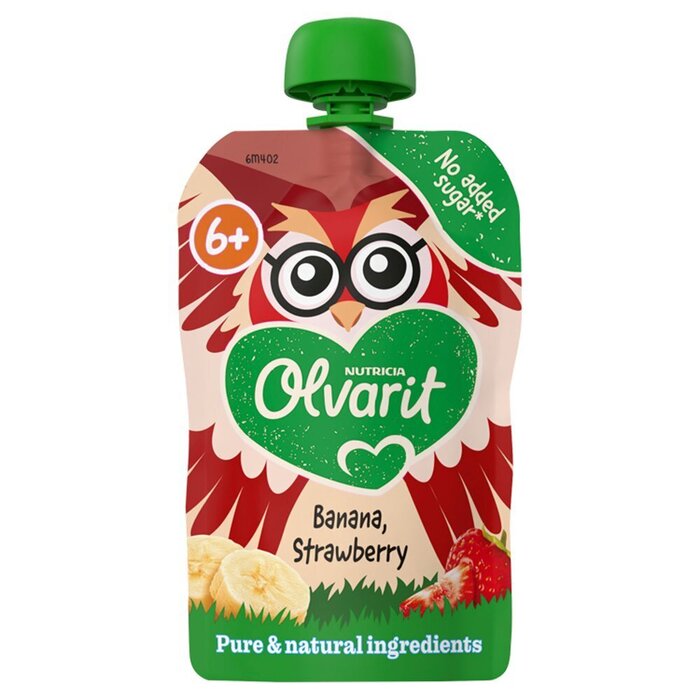 Olvarit Knijpfruit Banaan Aardbei 6+ Maanden 100 g (Zak, 100g)