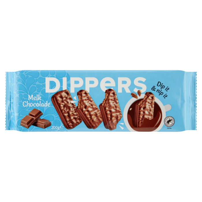 Dippers Melkchocolade 11 Koeken 200 g (11 × 18.2g)