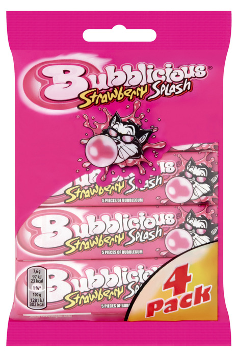 Bubblicious kauwgom Strawberry Splash 4 x 38 g (4 × 38g)