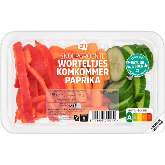 AH Snoepgroente wortel komkommer paprika (375g)