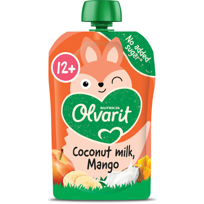 Olvarit Knijpfruit Kokosmelk Mango 12+ Maanden 100 g (Zak, 100g)