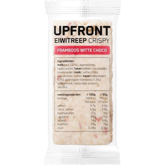 Upfront Eiwitreep Cripsy Witte Choco Framboos 50g (50g)